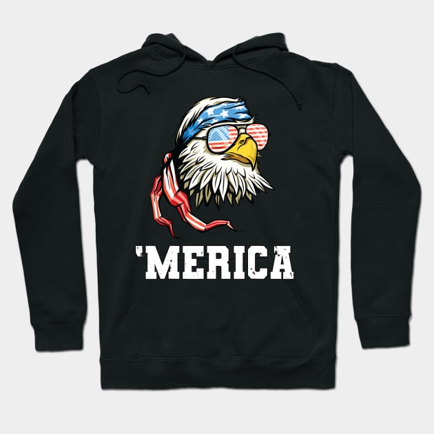 4th Of July Merica USA Flag Bald Eagle Patriotic Veteran Hoodie by Haley Tokey